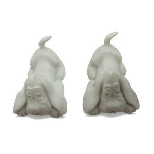 HALLMARK Basset HOUND Porcelain Handcrafted In Japan Dog Pair Figurines 1975 VTG